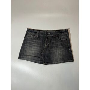 dELiA*s Denim Mini Skirt Juniors 7/8 Gray Excellent Y2K Low Rise Faded Stretch